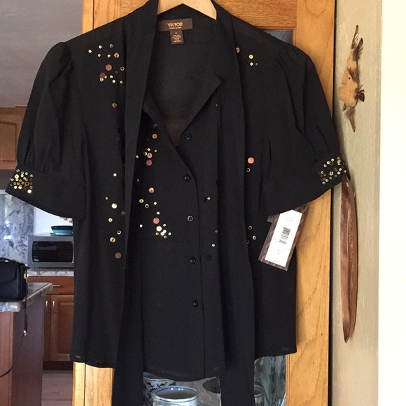 Victor Alfaro 94% silk shirt with embellishments - Picture 4 of 6